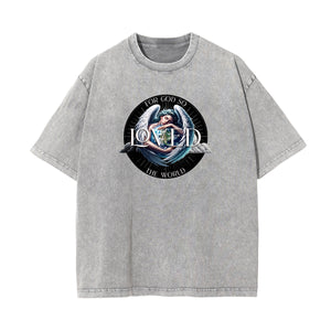 Faded Celestial & Angel Pattern Tee-INNBLAC Fashion Apparel