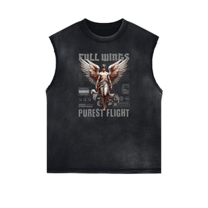 Sleeveless Celestial & Angel Pattern Tee-INNBLAC Fashion Apparel