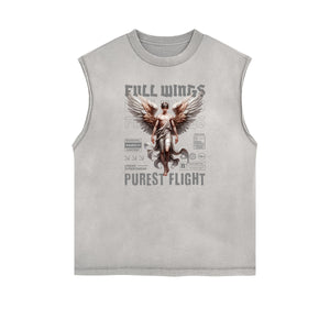 Frayed Edge Celestial & Angel Graphic Tank-INNBLAC Fashion Apparel