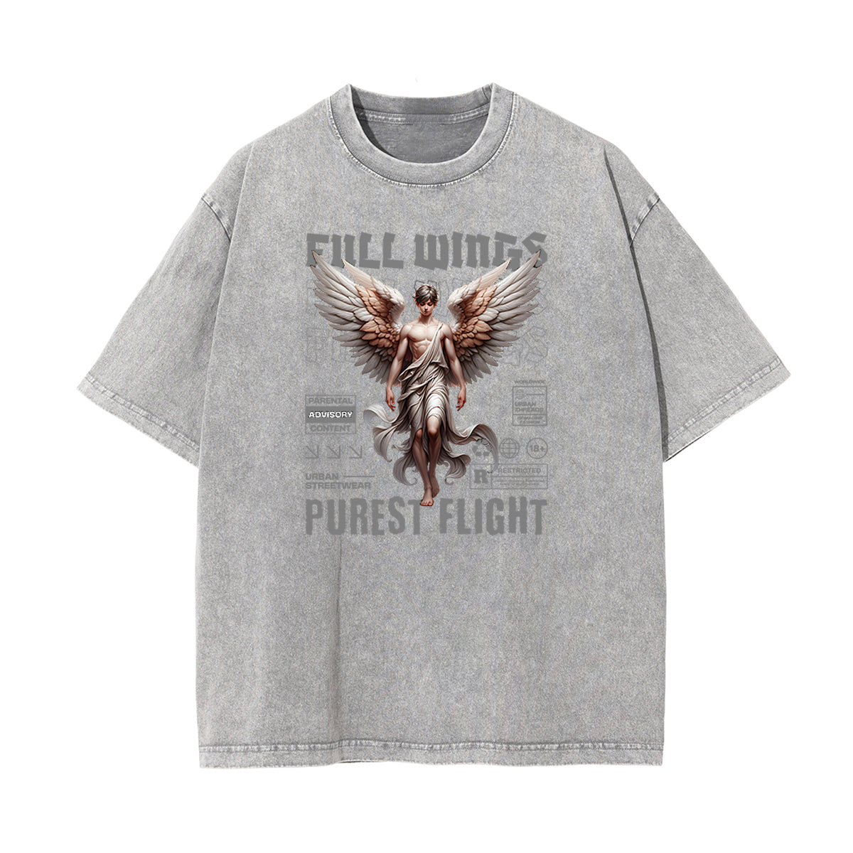 Faded Celestial & Angel Pattern Tee-INNBLAC Fashion Apparel