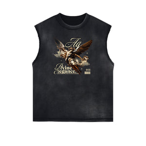 Sleeveless Celestial & Angel Pattern Tee-INNBLAC Fashion Apparel