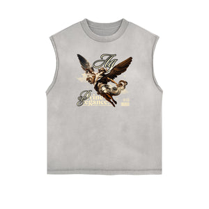 Frayed Edge Celestial & Angel Graphic Tank-INNBLAC Fashion Apparel