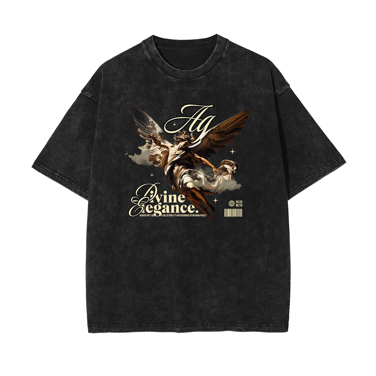 Washed Celestial & Angel Graphic Tee-INNBLAC Fashion Apparel