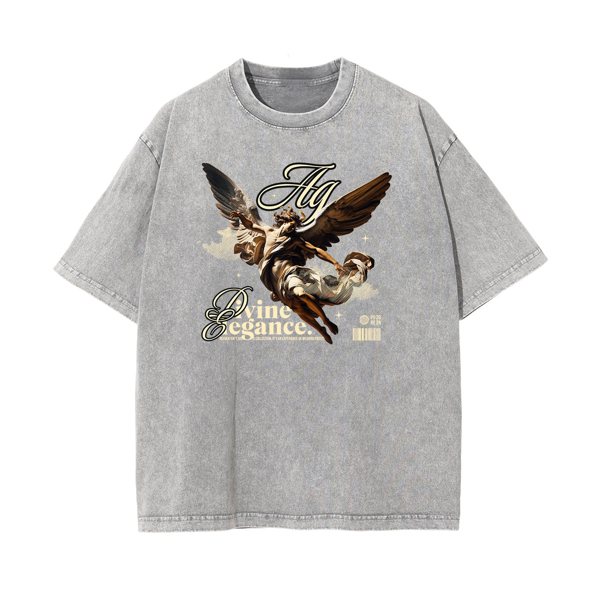 Faded Celestial & Angel Pattern Tee-INNBLAC Fashion Apparel