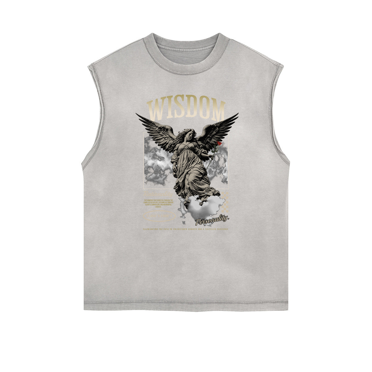 Frayed Edge Celestial & Angel Graphic Tank-INNBLAC Fashion Apparel