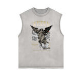 Frayed Edge Celestial & Angel Graphic Tank-INNBLAC Fashion Apparel