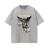 Faded Celestial & Angel Pattern Tee-INNBLAC Fashion Apparel