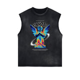 Faded Sleeveless Angel Graphic Tee-INNBLAC Fashion Apparel