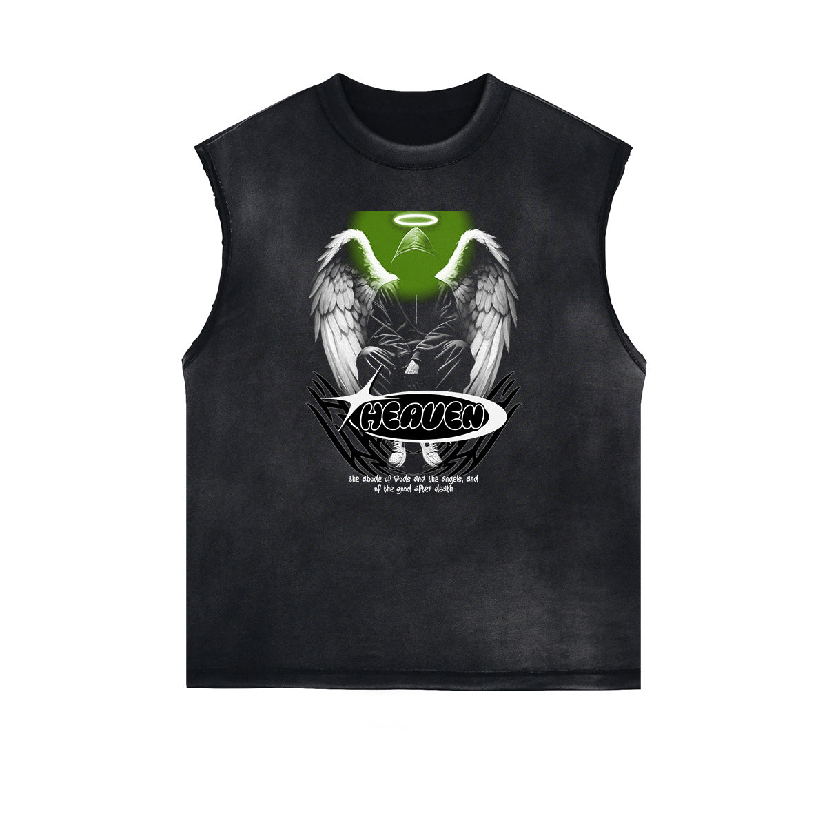 Faded Sleeveless Angel Graphic Tee-INNBLAC Fashion Apparel