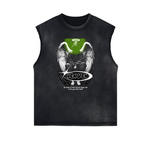 Faded Sleeveless Angel Graphic Tee-INNBLAC Fashion Apparel