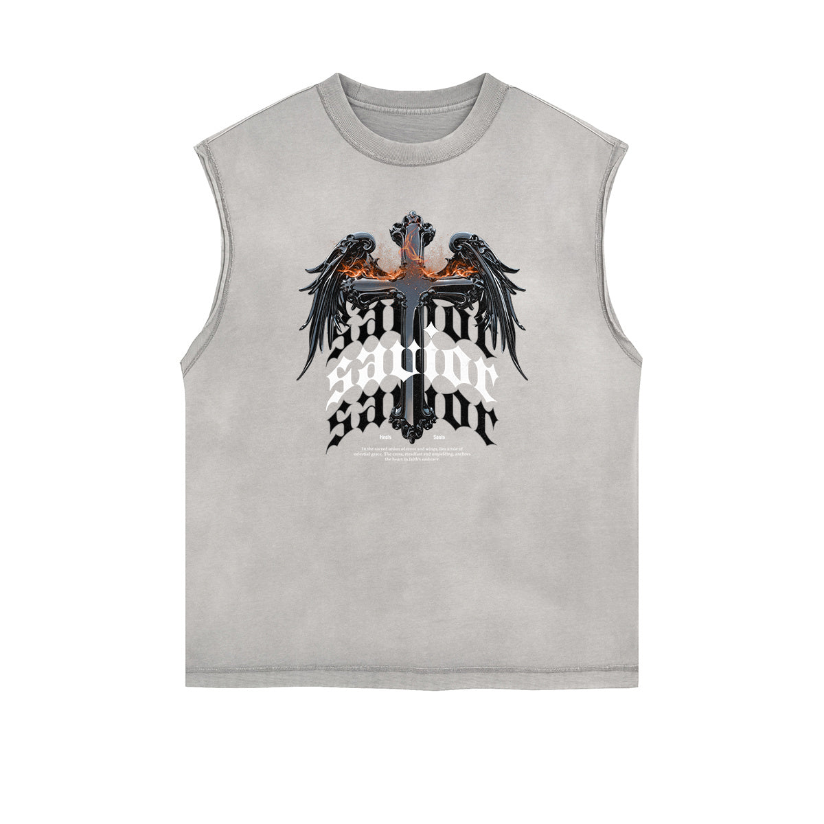 Distressed Angel Pattern Tank Top-INNBLAC Fashion Apparel