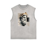 Distressed Angel Pattern Tank Top-INNBLAC Fashion Apparel