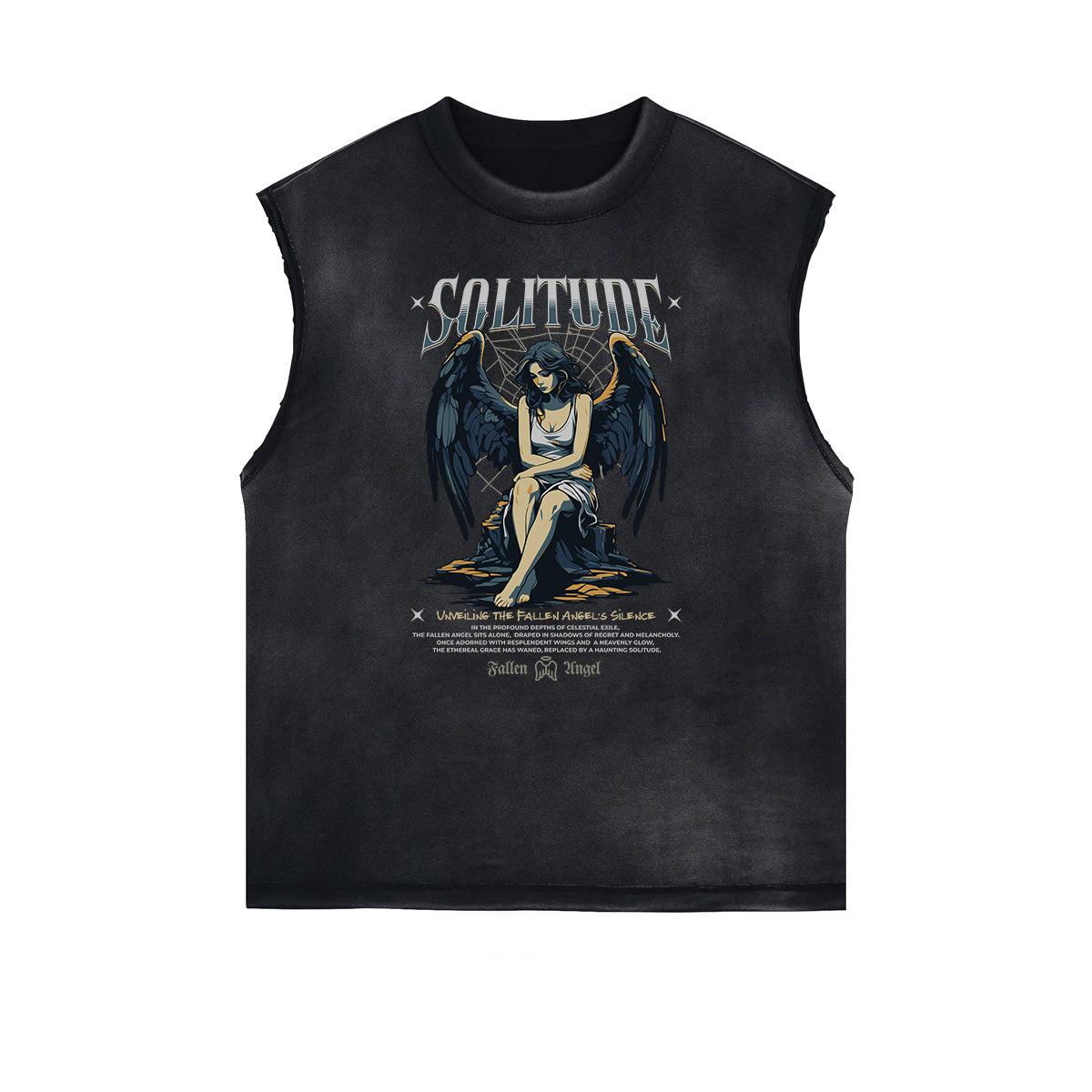 Faded Sleeveless Angel Graphic Tee-INNBLAC Fashion Apparel