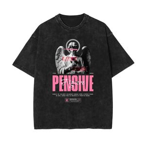 Vintage Wash Angel Graphic Tee-INNBLAC Fashion Apparel