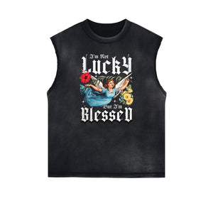 Faded Sleeveless Angel Graphic Tee-INNBLAC Fashion Apparel