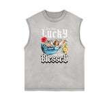 Distressed Angel Pattern Tank Top-INNBLAC Fashion Apparel