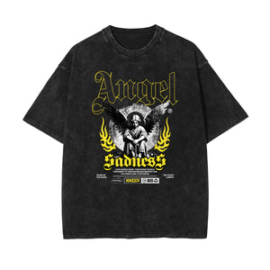 Vintage Wash Angel Graphic Tee-INNBLAC Fashion Apparel