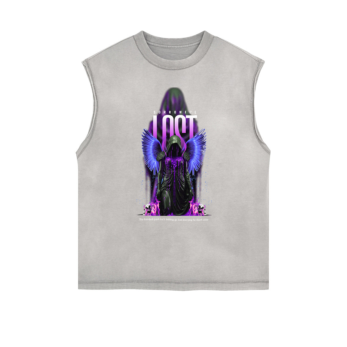 Distressed Angel Pattern Tank Top-INNBLAC Fashion Apparel