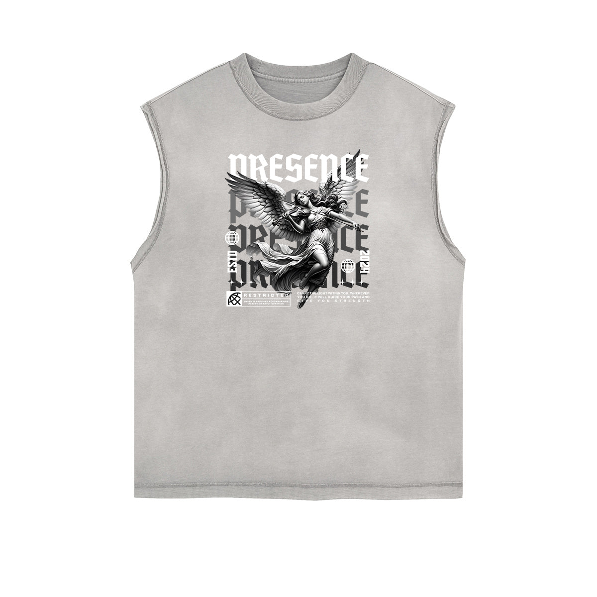 Sleeveless Angel Statue Graphic T Shirt-INNBLAC Fashion Apparel