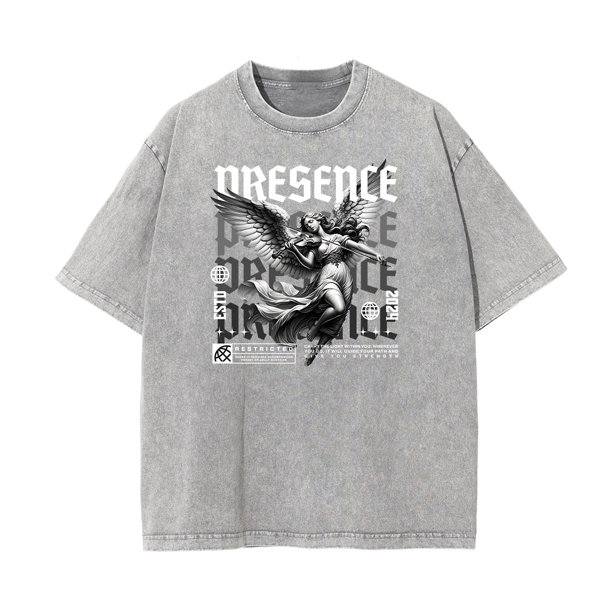 Crew Neck Angel Statue Graphic Tee-INNBLAC Fashion Apparel