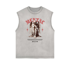 Sleeveless Angel Statue Graphic T Shirt-INNBLAC Fashion Apparel