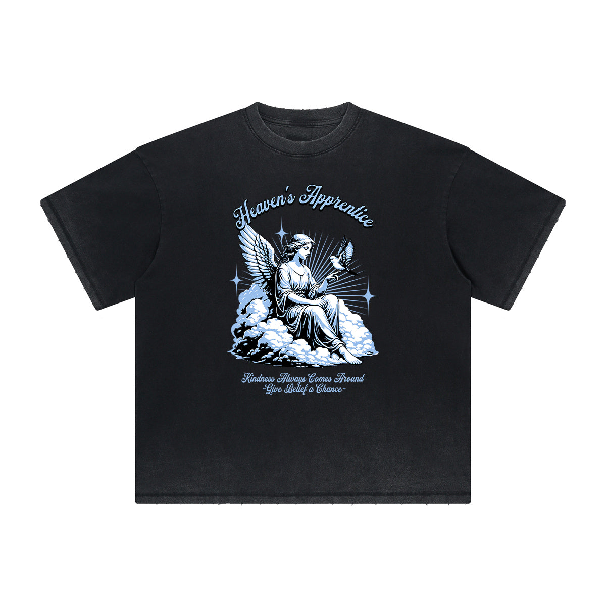 Distressed Angel Statue Graphic Tee-INNBLAC Fashion Apparel