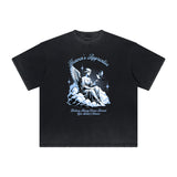 Distressed Angel Statue Graphic Tee-INNBLAC Fashion Apparel