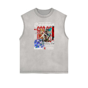 Sleeveless Angel Statue Graphic T Shirt-INNBLAC Fashion Apparel