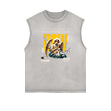 Sleeveless Angel Statue Graphic T Shirt-INNBLAC Fashion Apparel