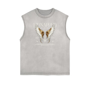 Sleeveless Angel Statue Graphic T Shirt-INNBLAC Fashion Apparel