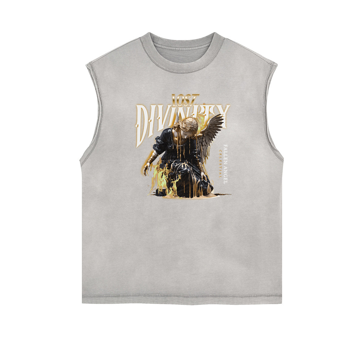 Sleeveless Angel Statue Graphic T Shirt-INNBLAC Fashion Apparel