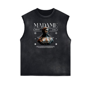 Faded Frayed Angel Statue Graphic Tank-INNBLAC Fashion Apparel