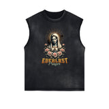 Faded Frayed Angel Statue Graphic Tank-INNBLAC Fashion Apparel