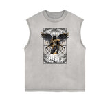 Sleeveless Angel Statue Graphic T Shirt-INNBLAC Fashion Apparel