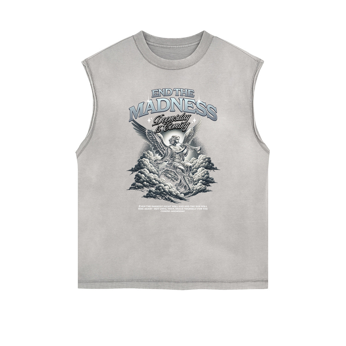 Sleeveless Angel Statue Graphic T Shirt-INNBLAC Fashion Apparel