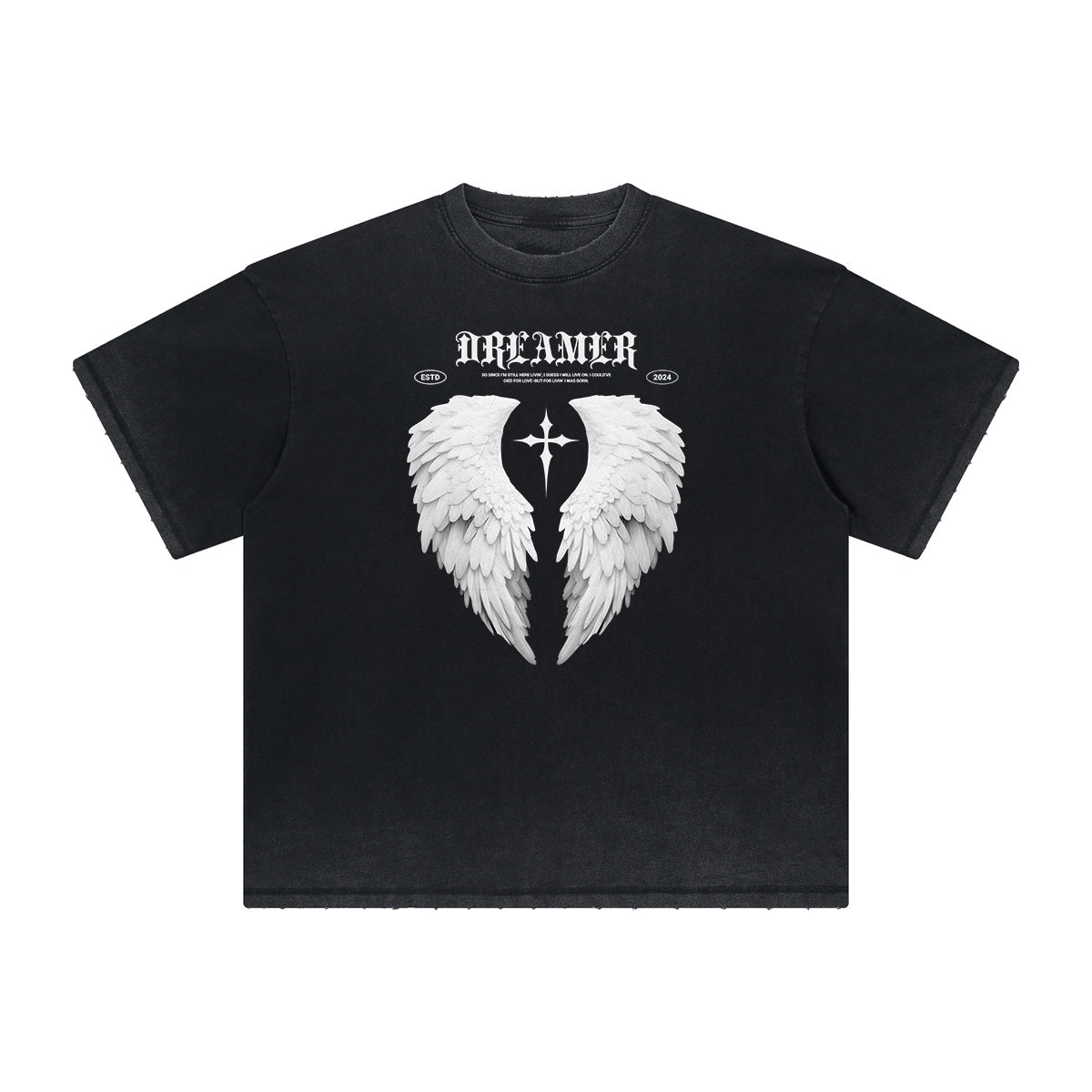 Distressed Angel Statue Graphic Tee-INNBLAC Fashion Apparel