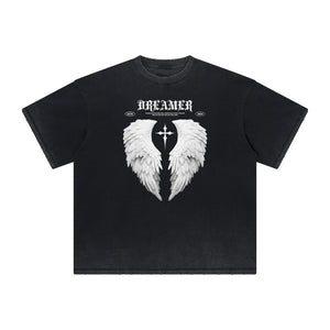 Distressed Angel Statue Graphic Tee-INNBLAC Fashion Apparel