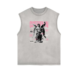 Faded Frayed Angel Streetwear Graphic Tank Top-INNBLAC Fashion Apparel