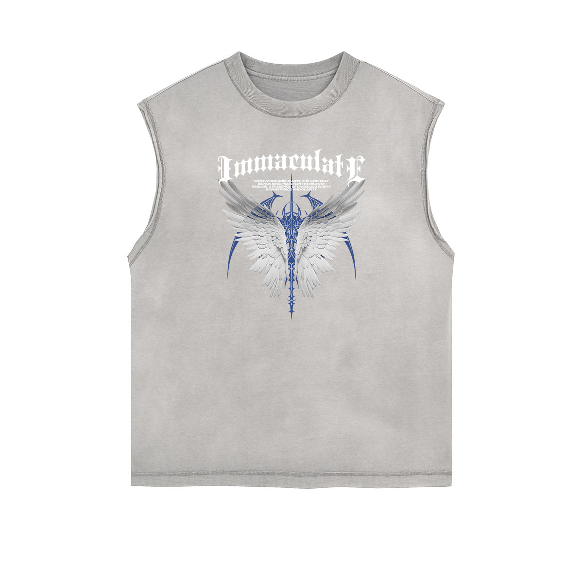 Faded Frayed Angel Streetwear Graphic Tank Top-INNBLAC Fashion Apparel