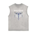 Faded Frayed Angel Streetwear Graphic Tank Top-INNBLAC Fashion Apparel