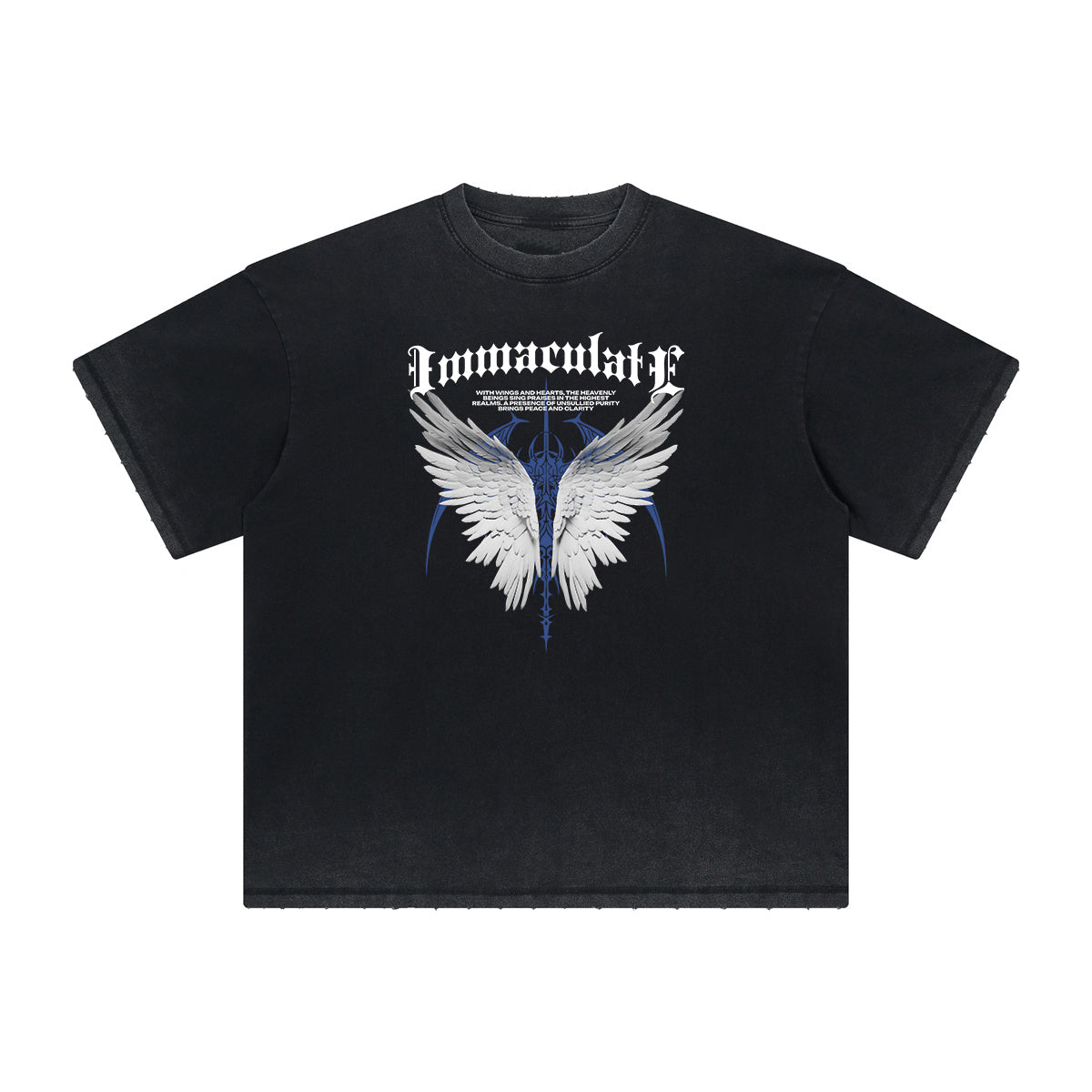 Heavyweight Angel Streetwear Pattern Tee-INNBLAC Fashion Apparel