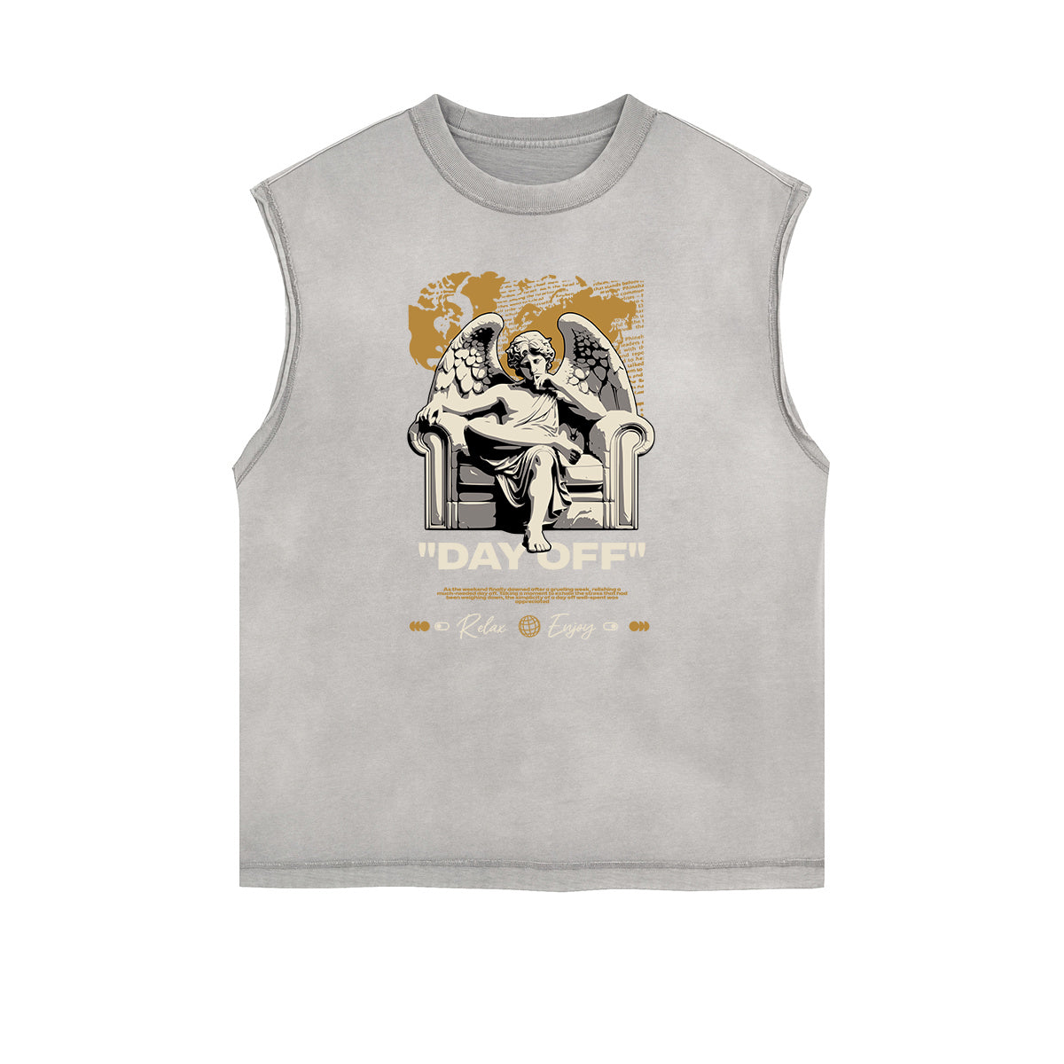 Faded Frayed Angel Streetwear Graphic Tank Top-INNBLAC Fashion Apparel