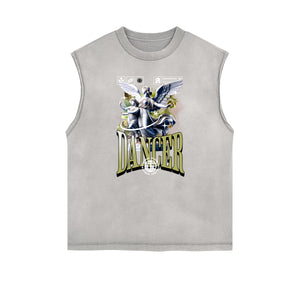 Faded Frayed Angel Streetwear Graphic Tank Top-INNBLAC Fashion Apparel