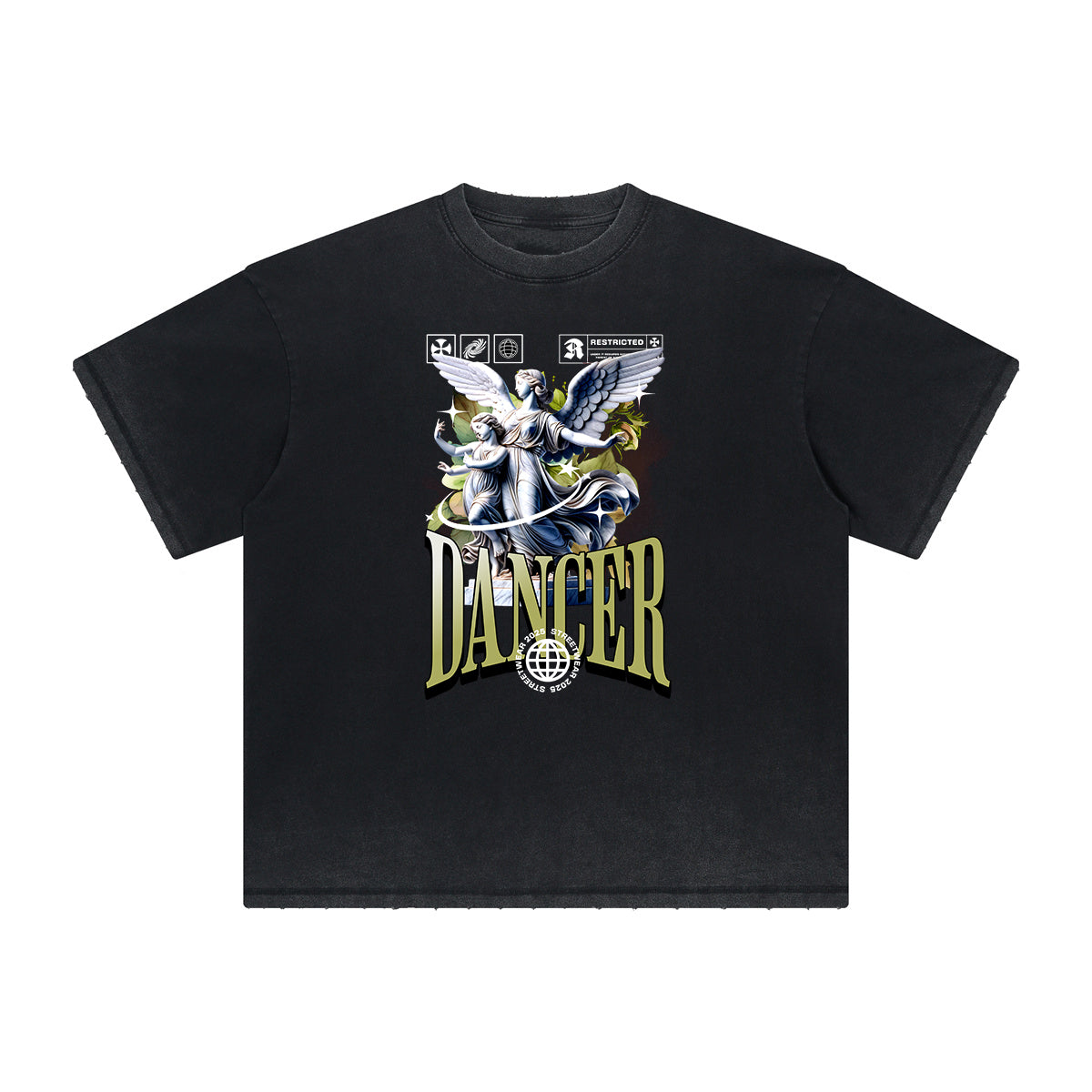 Heavyweight Angel Streetwear Pattern Tee-INNBLAC Fashion Apparel