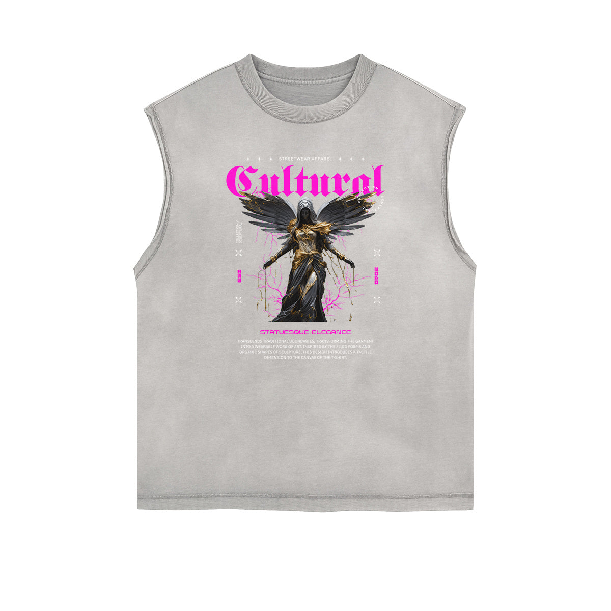 Faded Frayed Angel Streetwear Graphic Tank Top-INNBLAC Fashion Apparel