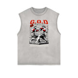 Faded Frayed Angel Streetwear Graphic Tank Top-INNBLAC Fashion Apparel