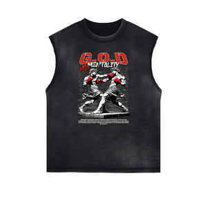 Sleeveless Distressed Angel Streetwear Graphic Tee-INNBLAC Fashion Apparel