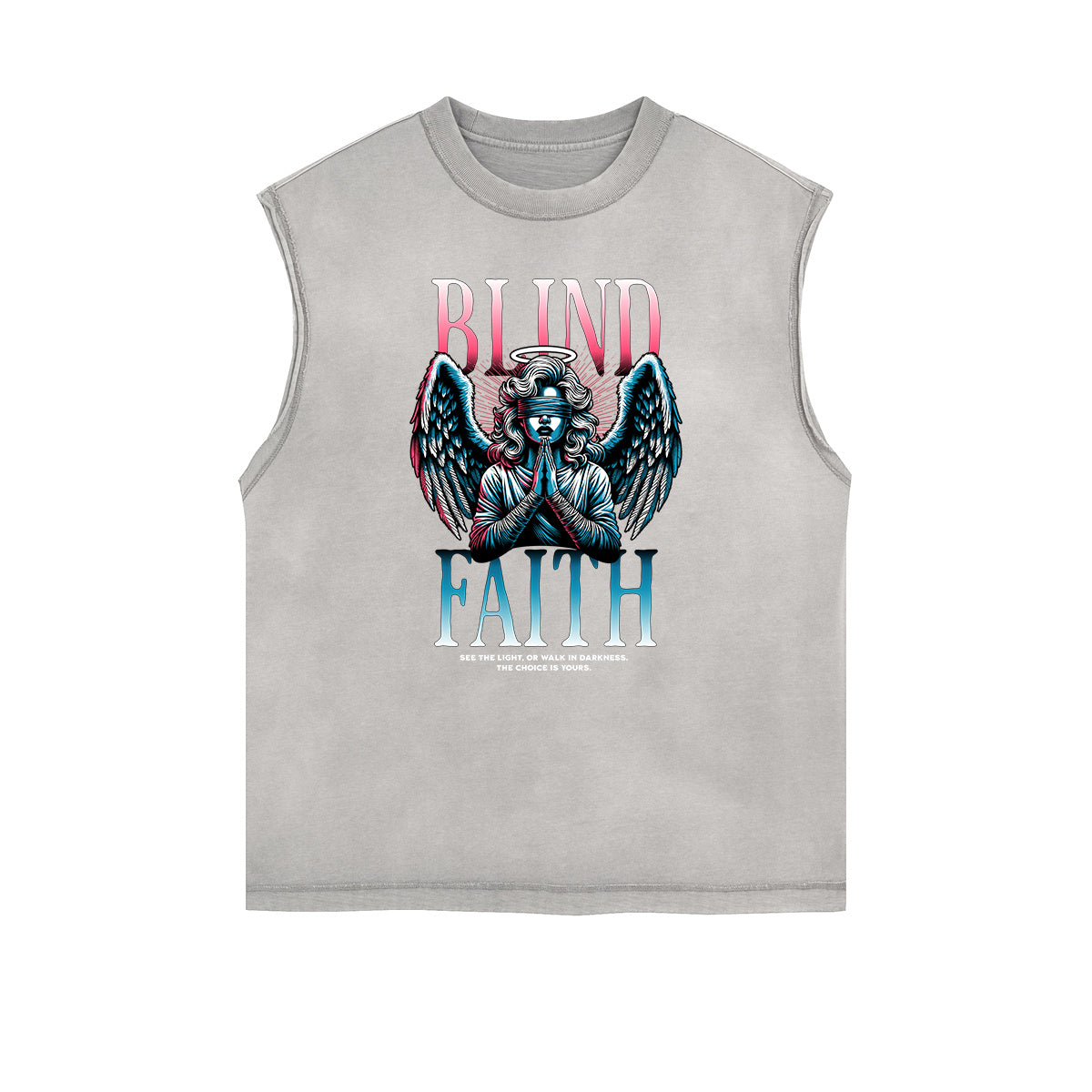 Faded Frayed Angel Streetwear Graphic Tank Top-INNBLAC Fashion Apparel