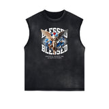 Sleeveless Distressed Angel Streetwear Graphic Tee-INNBLAC Fashion Apparel