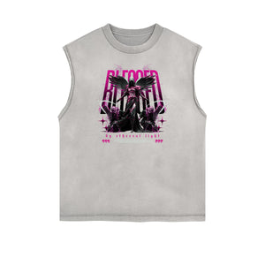 Faded Frayed Angel Streetwear Graphic Tank Top-INNBLAC Fashion Apparel